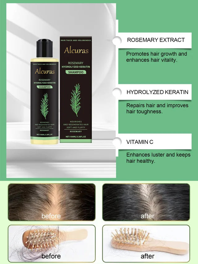 Limited Time🌿Unlock Better Hair with 70% OFF🔥Alcuras® Organic Rosemary Hair Growth Shampoo⚡⚡  [The less hair, the better the effect]
