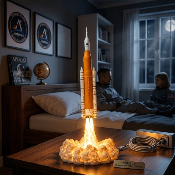 🚀✨ Space Mission Inspired Rocket Lamp – Commemorative Night Light for Dreamers & Explorers