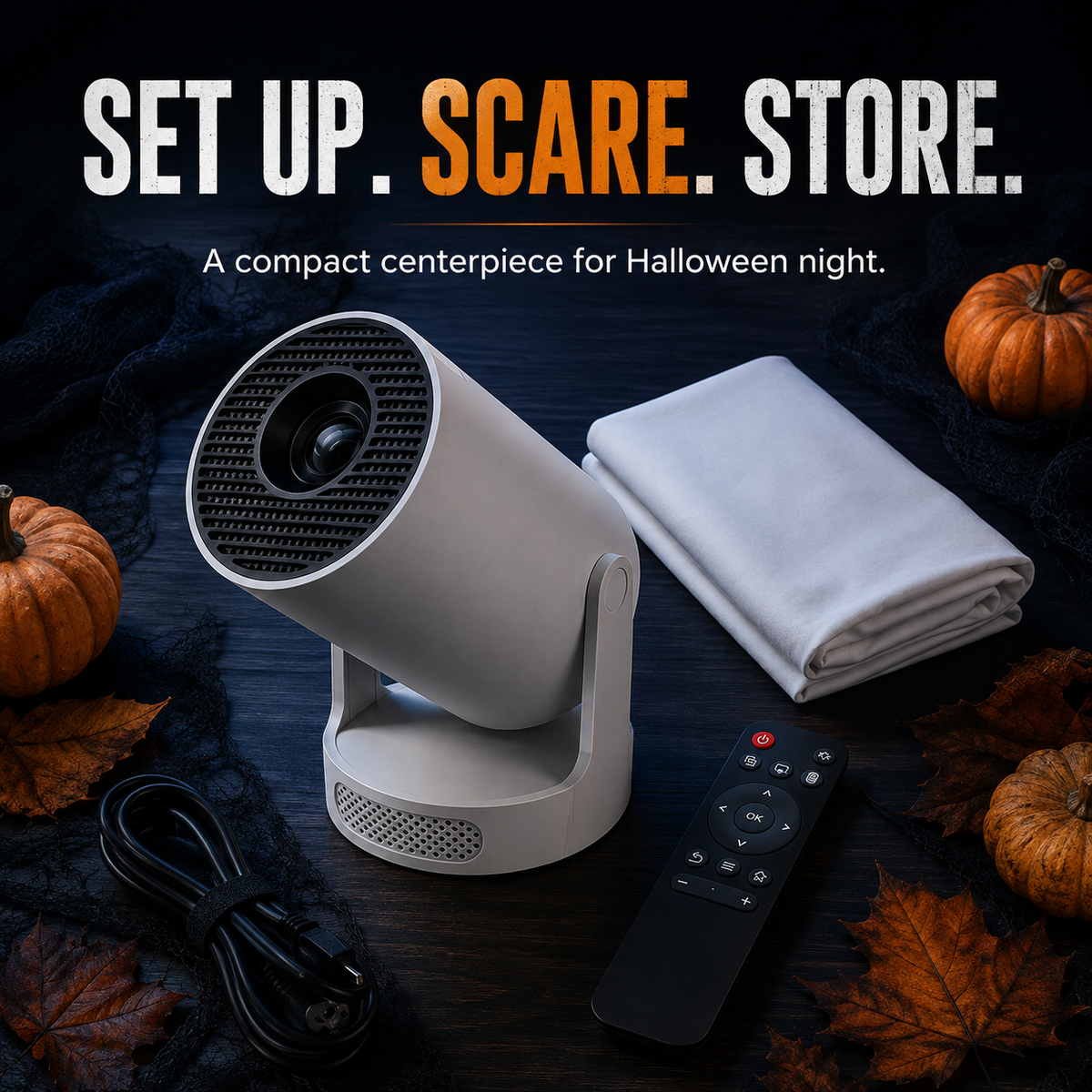 👻 Halloween Window Projector with Scary Videos & Screen