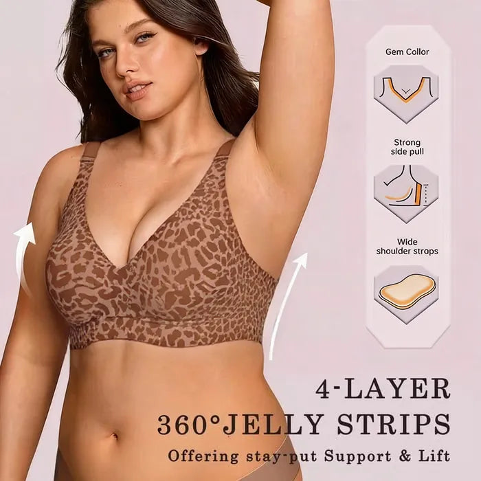 🔥Super Firming Leopard Print Jelly  Bra | Women Wirefree Bras 👍No More Sagging Breasts