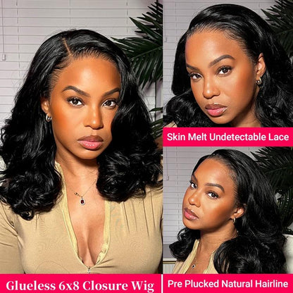 🔥Final 3 Hours: 50%OFF🔥 Density Side Part Glueless LayerCut Wig 6x8 Lace Closure Wig Body Wave Pre Cut Pre Bleached Ready Go Wigs