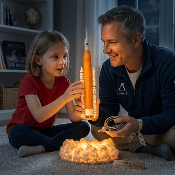 🚀✨ Space Mission Inspired Rocket Lamp – Commemorative Night Light for Dreamers & Explorers