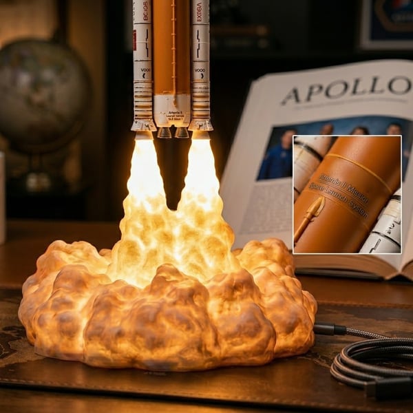 🚀✨ Space Mission Inspired Rocket Lamp – Commemorative Night Light for Dreamers & Explorers